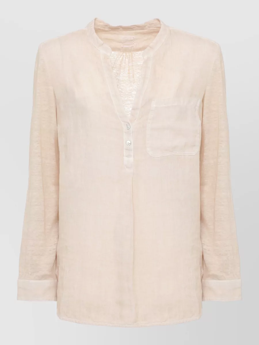 120% Lino Linen Long-Sleeve Blouse