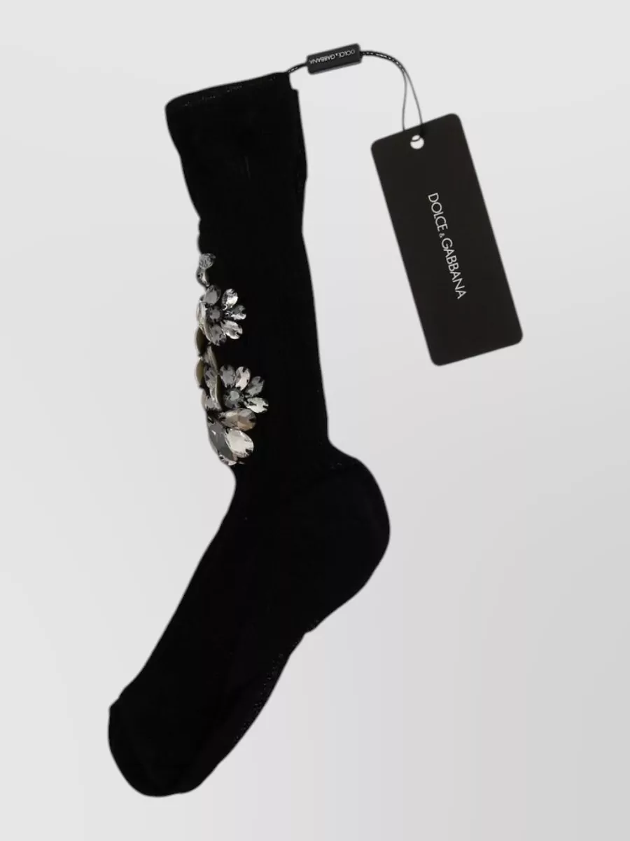 Dolce&Gabbana ribbed crystal-embellished floral socks