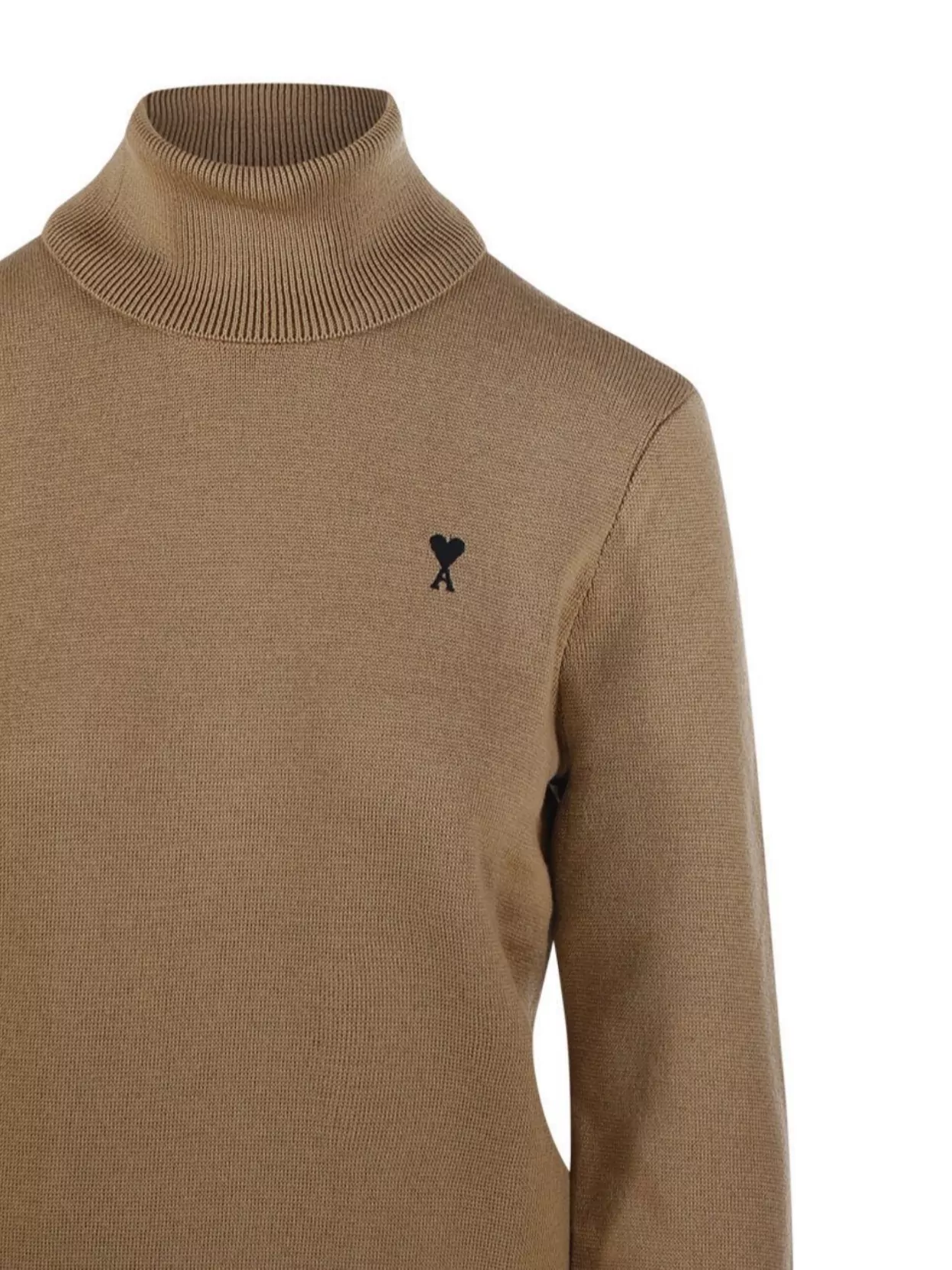 Ami Paris Merino Knit Turtleneck Sweater With Ribbed Cuffs And Hem