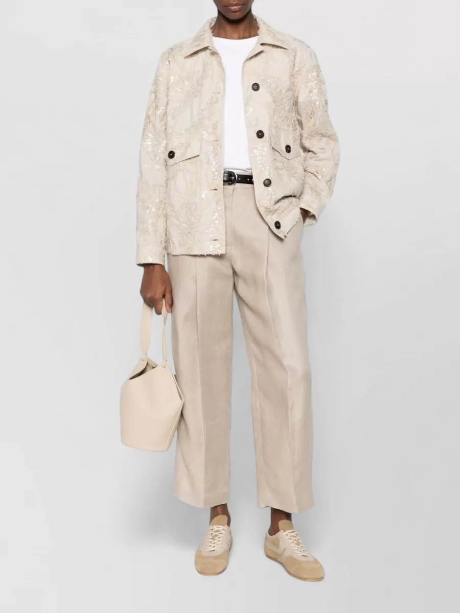 Brunello Cucinelli Embellished Cotton Fitted Jacket