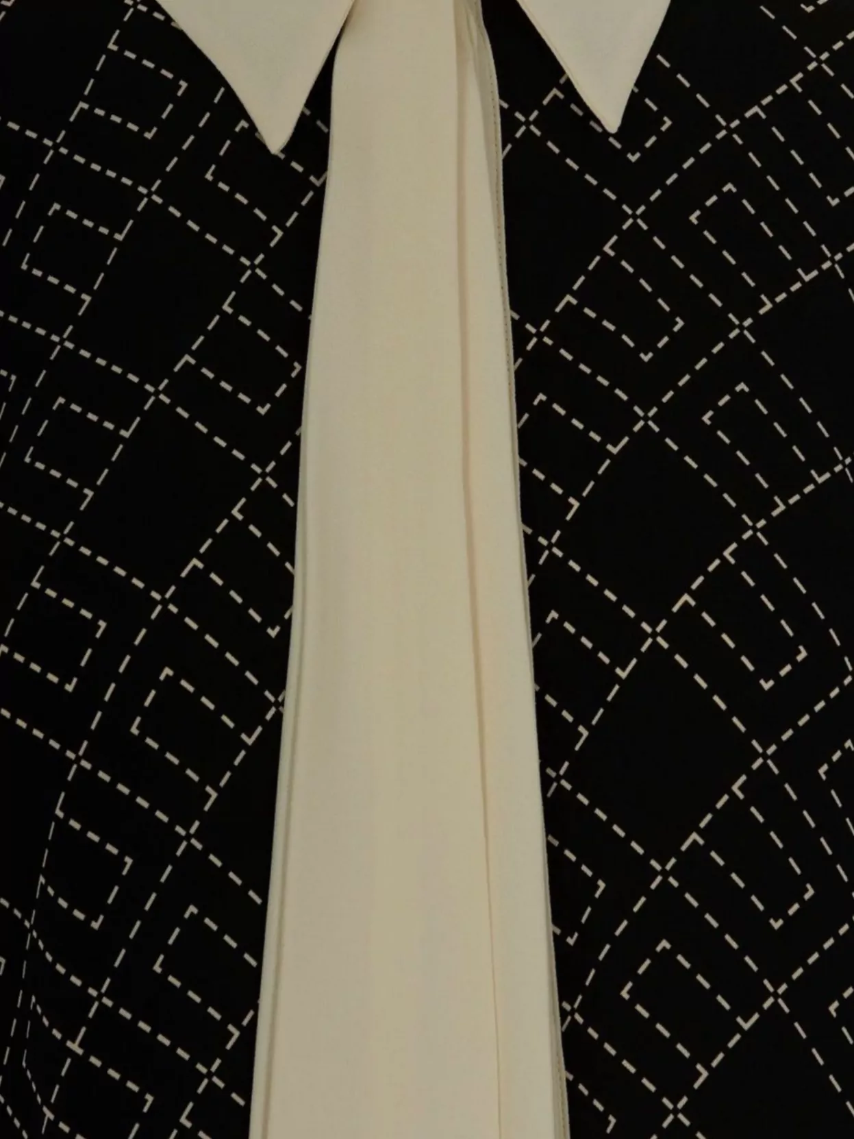 Elisabetta Franchi Collar Contrast Geometric Pattern Long Tie