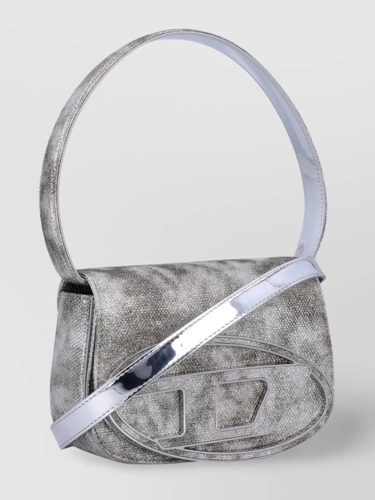 Diesel Glitter Print Shoulder Bag In Gray