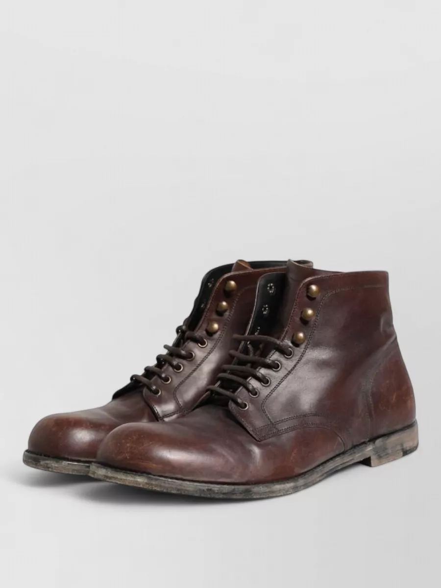 Dolce&Gabbana Leather Lace Up Ankle Boots