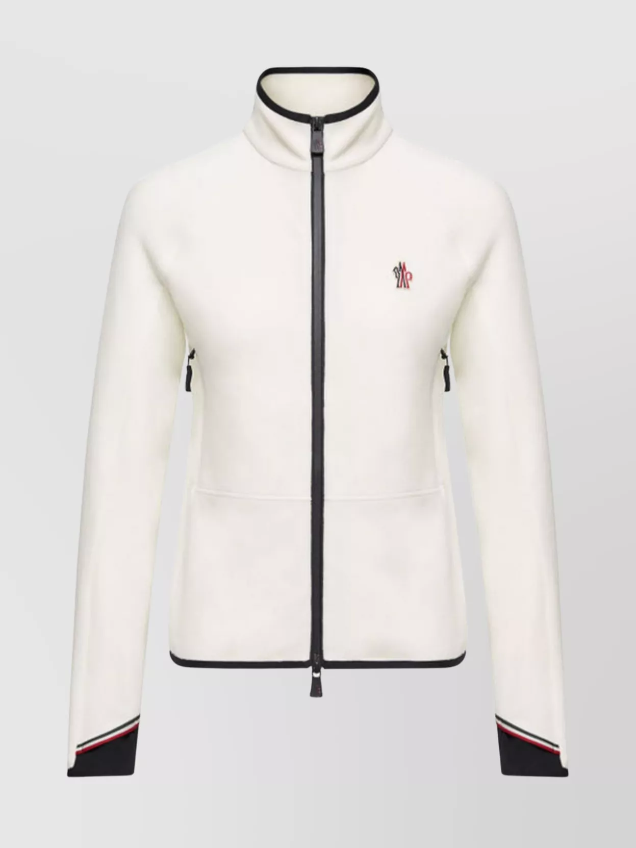 Moncler Fleece Sweatshirt With Zip And Pockets In White