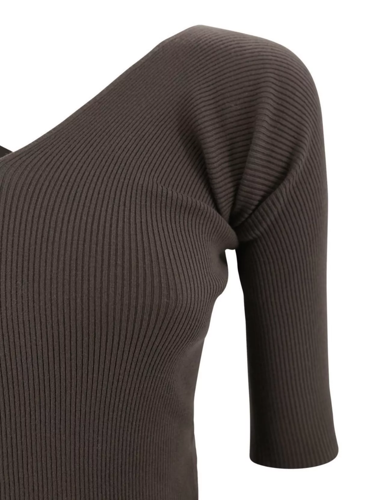 Weekend Max Mara Ribbed Knit Sweater Elbow-length Sleeves In Brown
