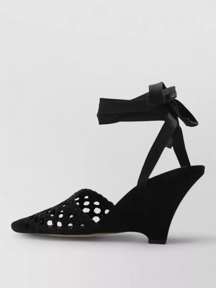 Jacquemus Woven Ankle-tie Heeled Sandals In Black
