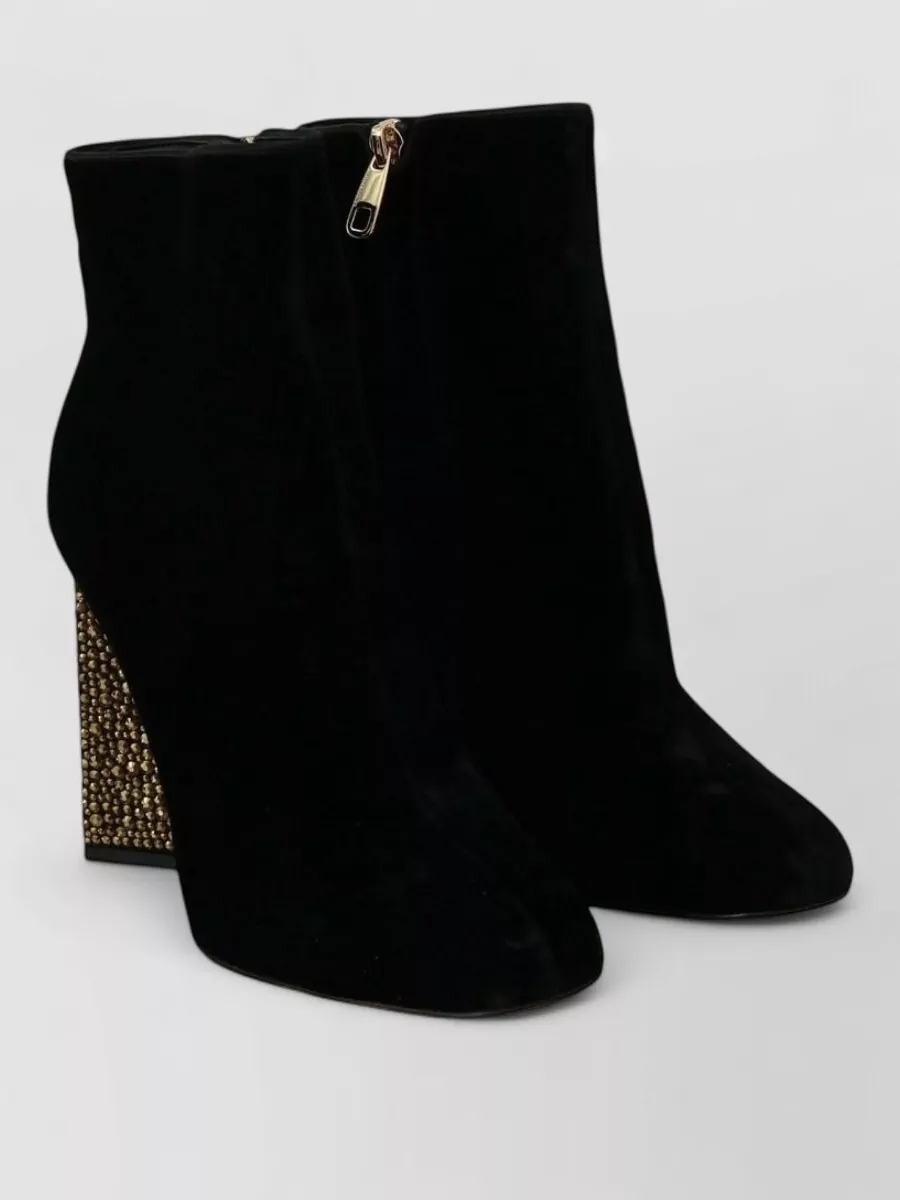 Dolce&Gabbana Velvet Crystal-Embellished Ankle Boots