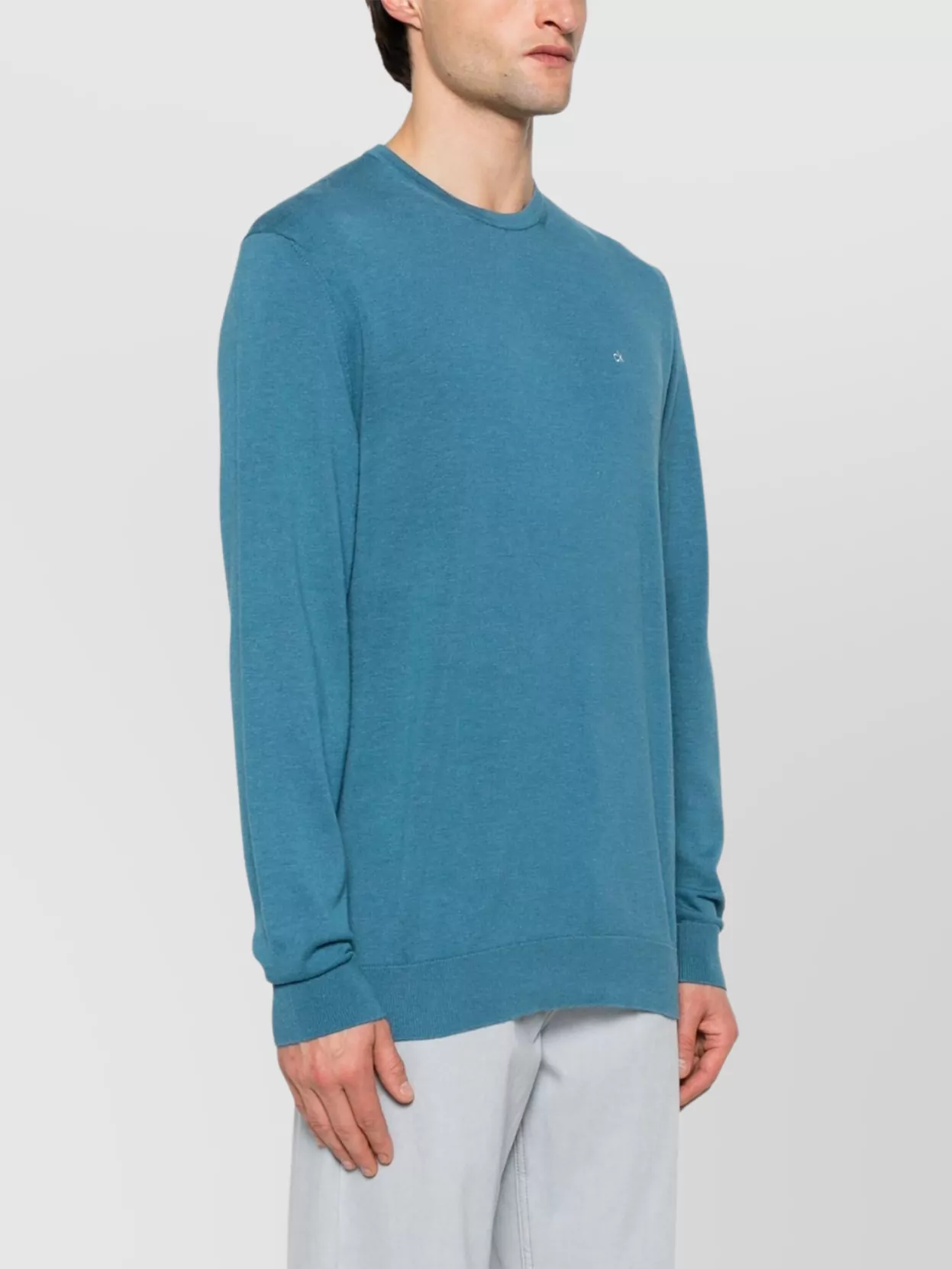 Calvin Klein Crew Neck Cotton Silk Blend Sweater