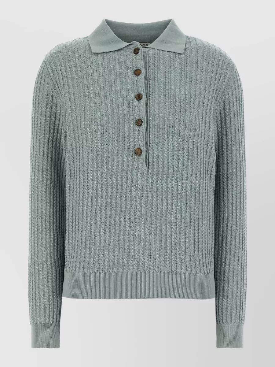 Blazé Milano Silk Blend Polo Shirt Long Sleeves In Blue