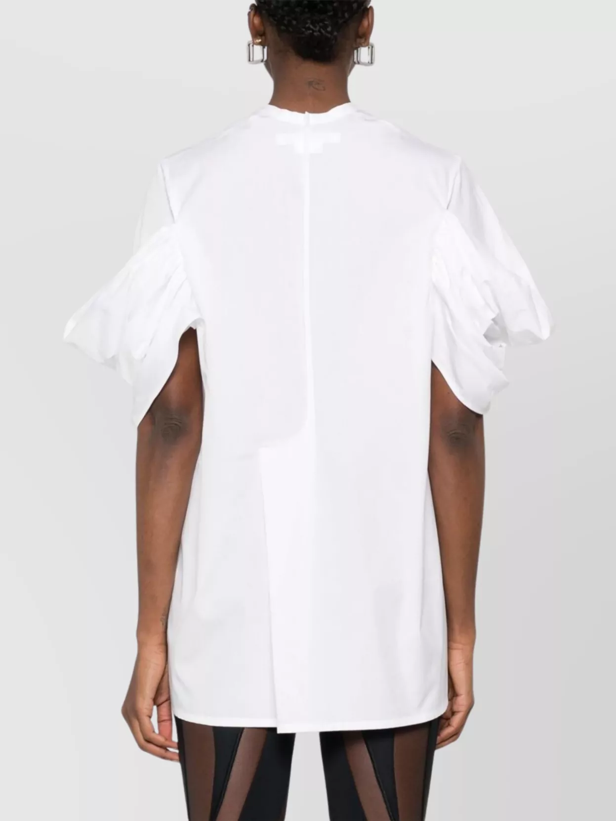 Junya Watanabe White Cotton Top With Pleated Balloon Sleeves