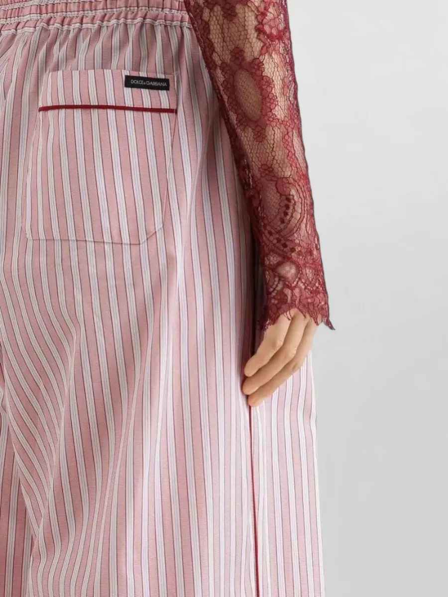Dolce&Gabbana Striped Low-Rise Wide-Leg Pajama Trousers