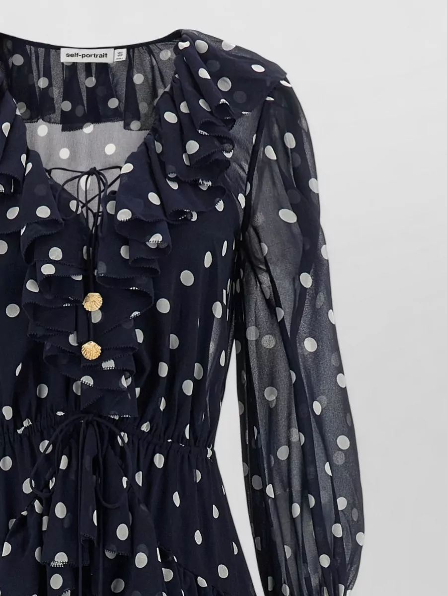 Self-Portrait Polka-Dot Georgette Ruffle Maxi Dress