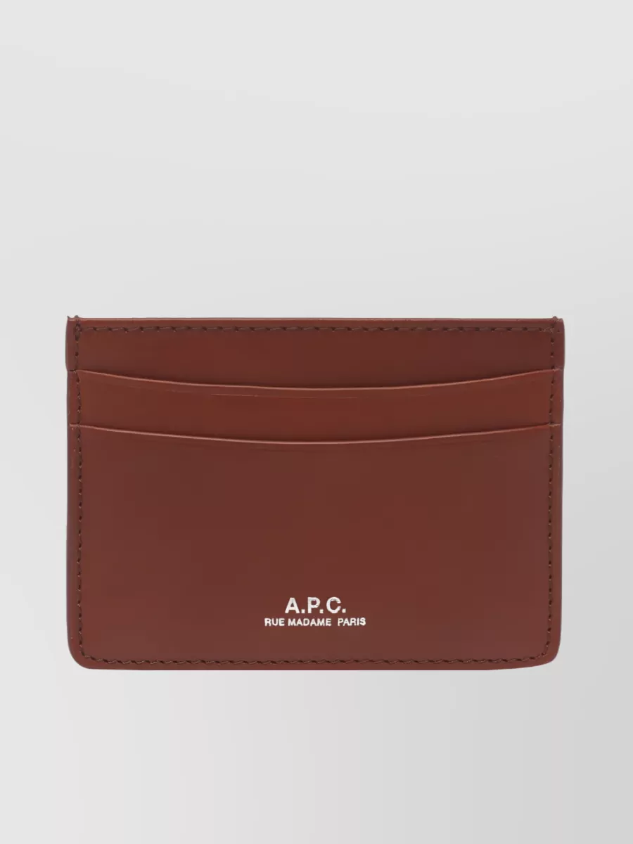 Shop Apc André André Logo Cardholder In Calf Leather In Burgundy