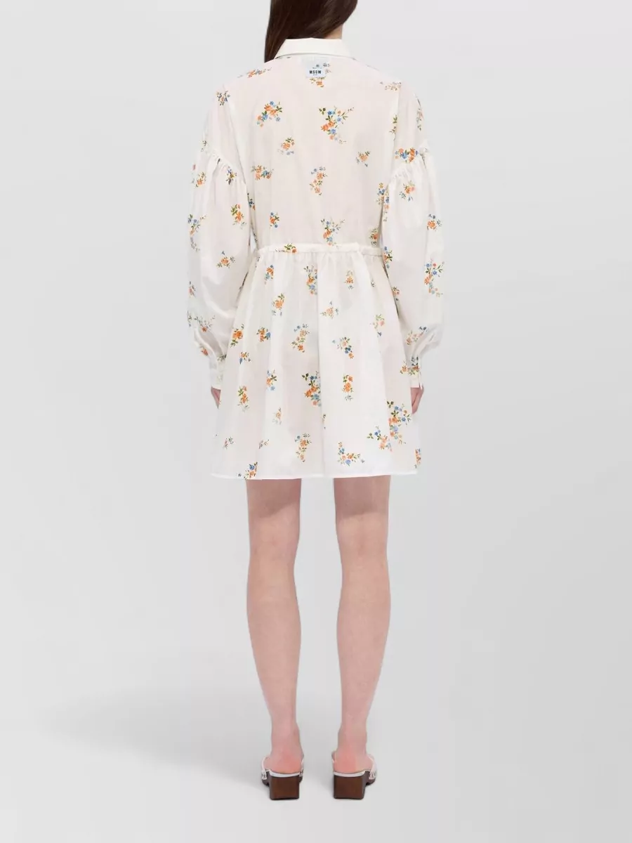 Msgm Floral Cotton Mini Dress