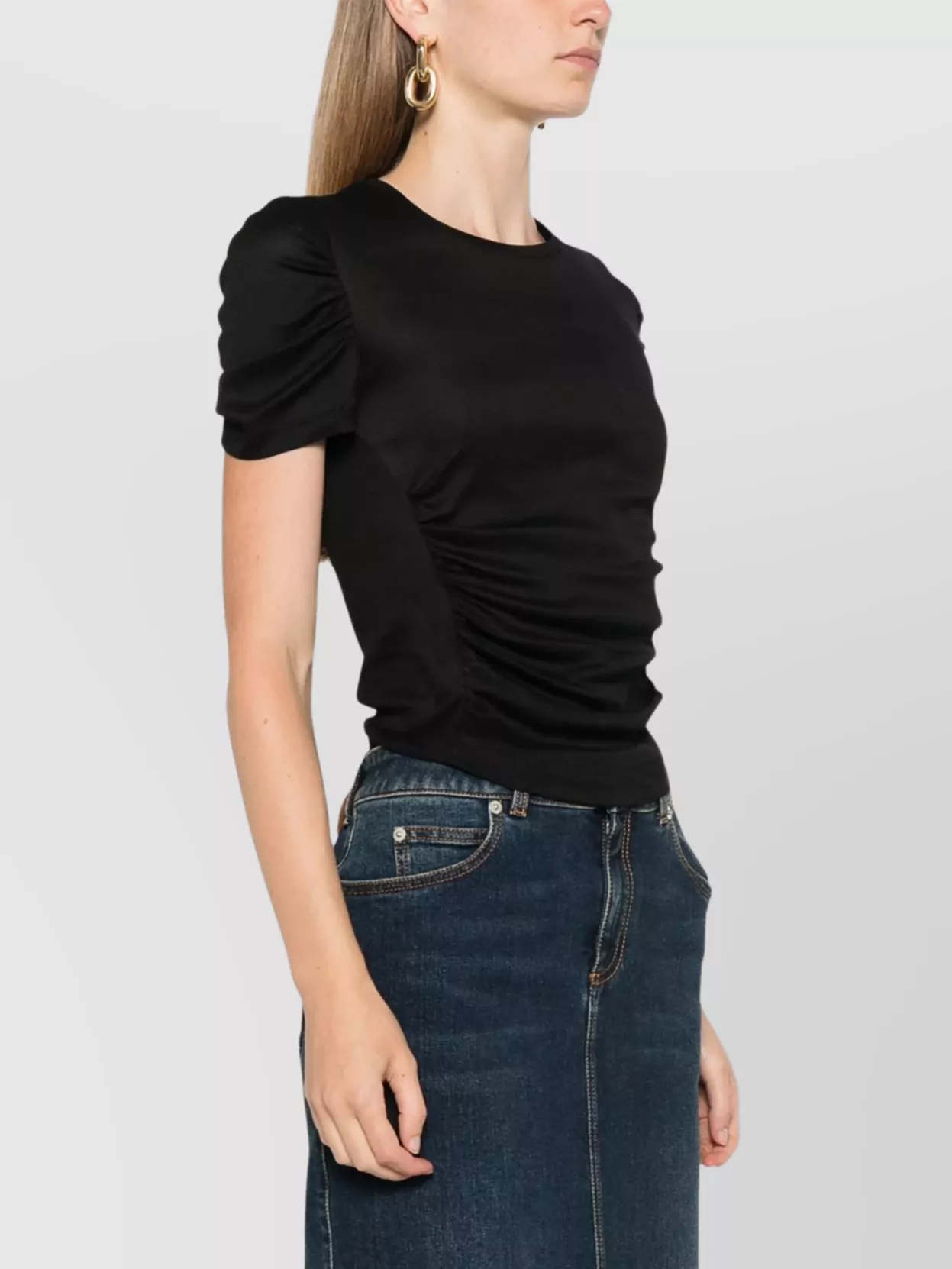 Pinko Ruched-Detailing T-Shirt Curved Hem