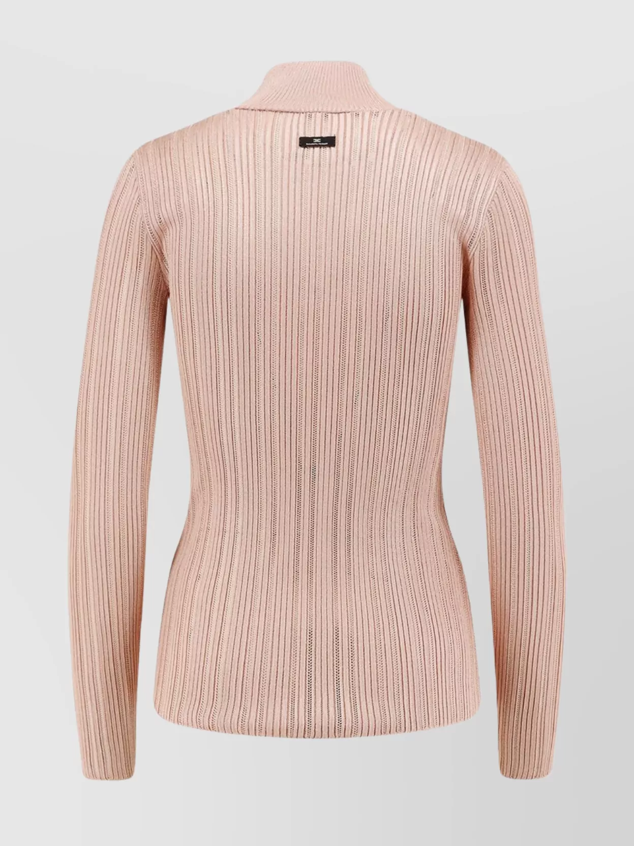 Elisabetta Franchi Shiny Fabric High Neck Knit Sweater