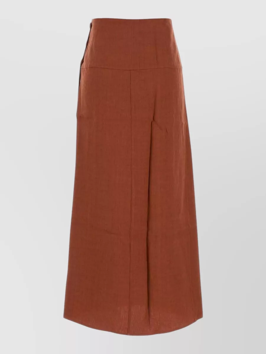 Le Kasha linen high-rise midi skirt