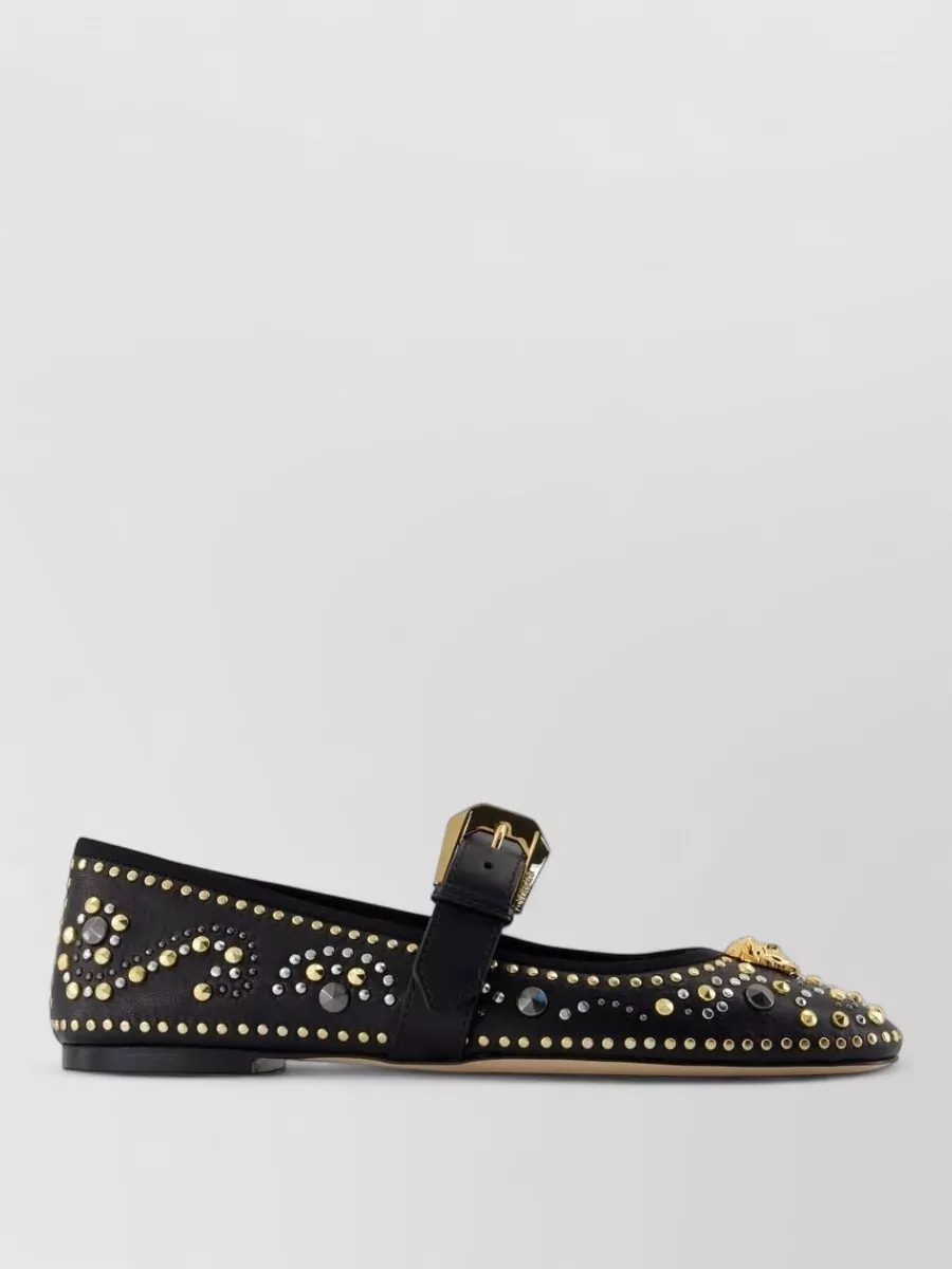 Versace leather ankle-strap ballerina shoes