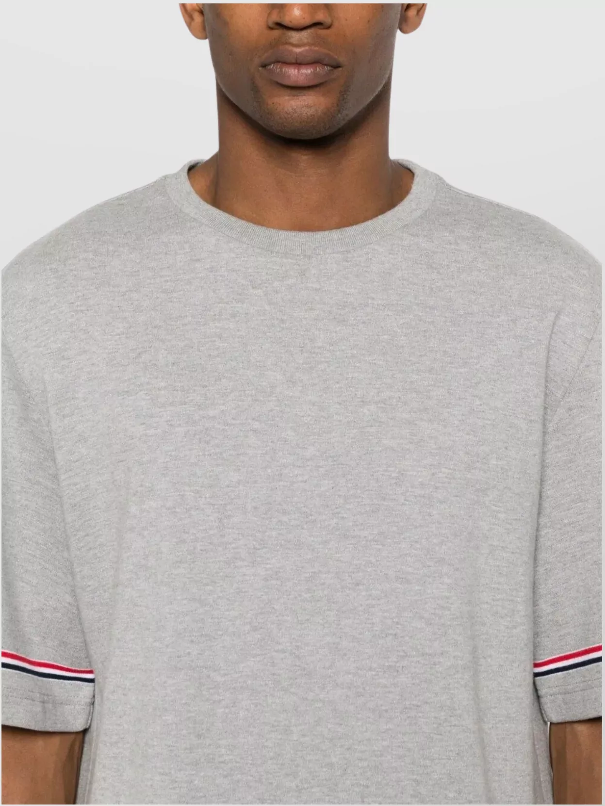 Thom Browne Asymmetric Hem T-Shirt Stripe Detail