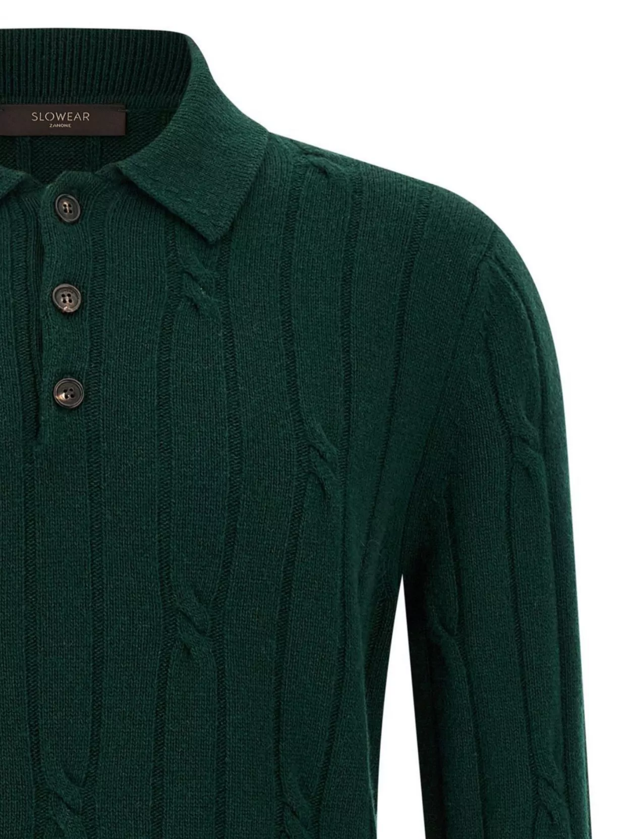 Zanone Braided Knit Wool Polo Shirt