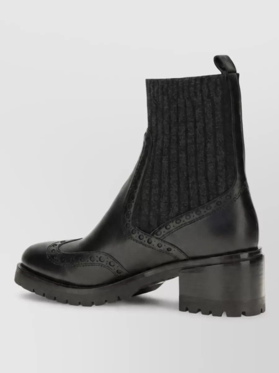 Santoni Leather Cutout Ankle Boots