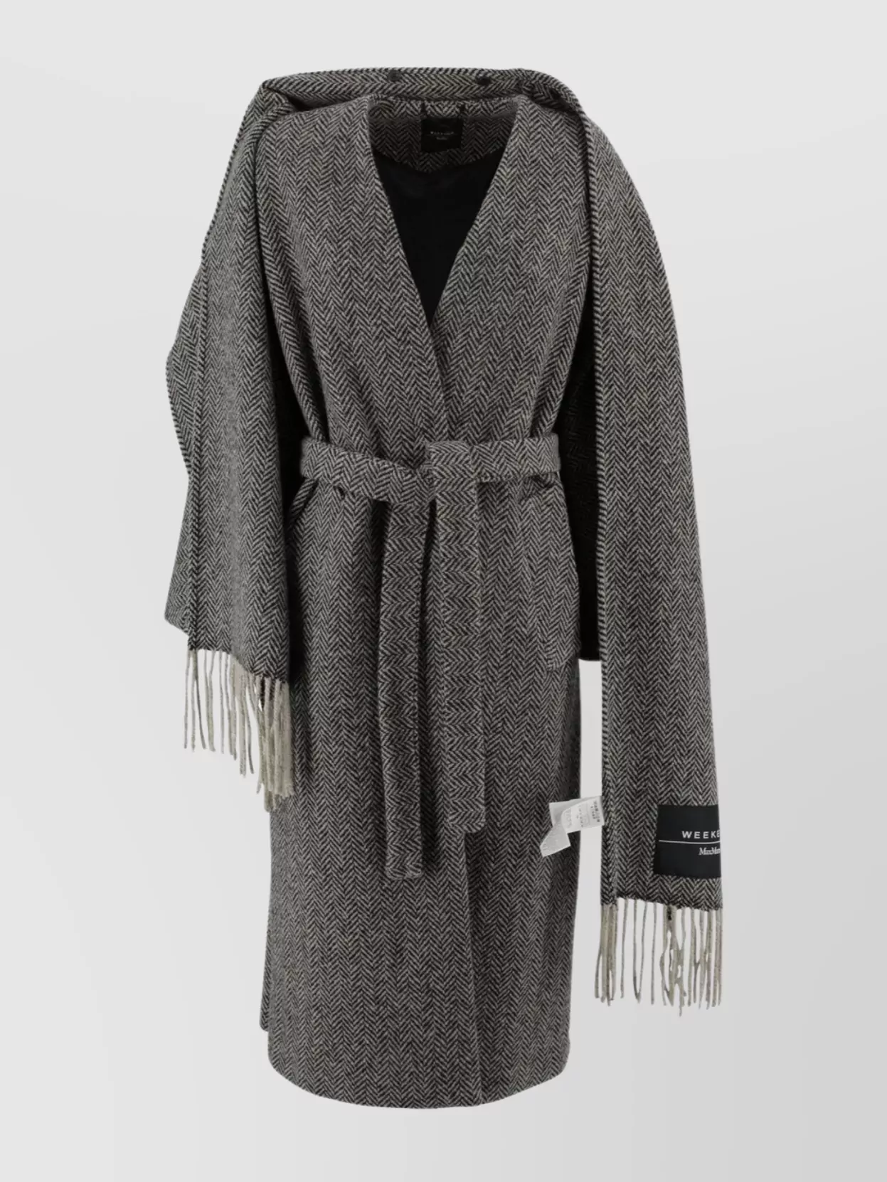 Weekend Max Mara Tweed Wool Dressing Gown Coat In Gray