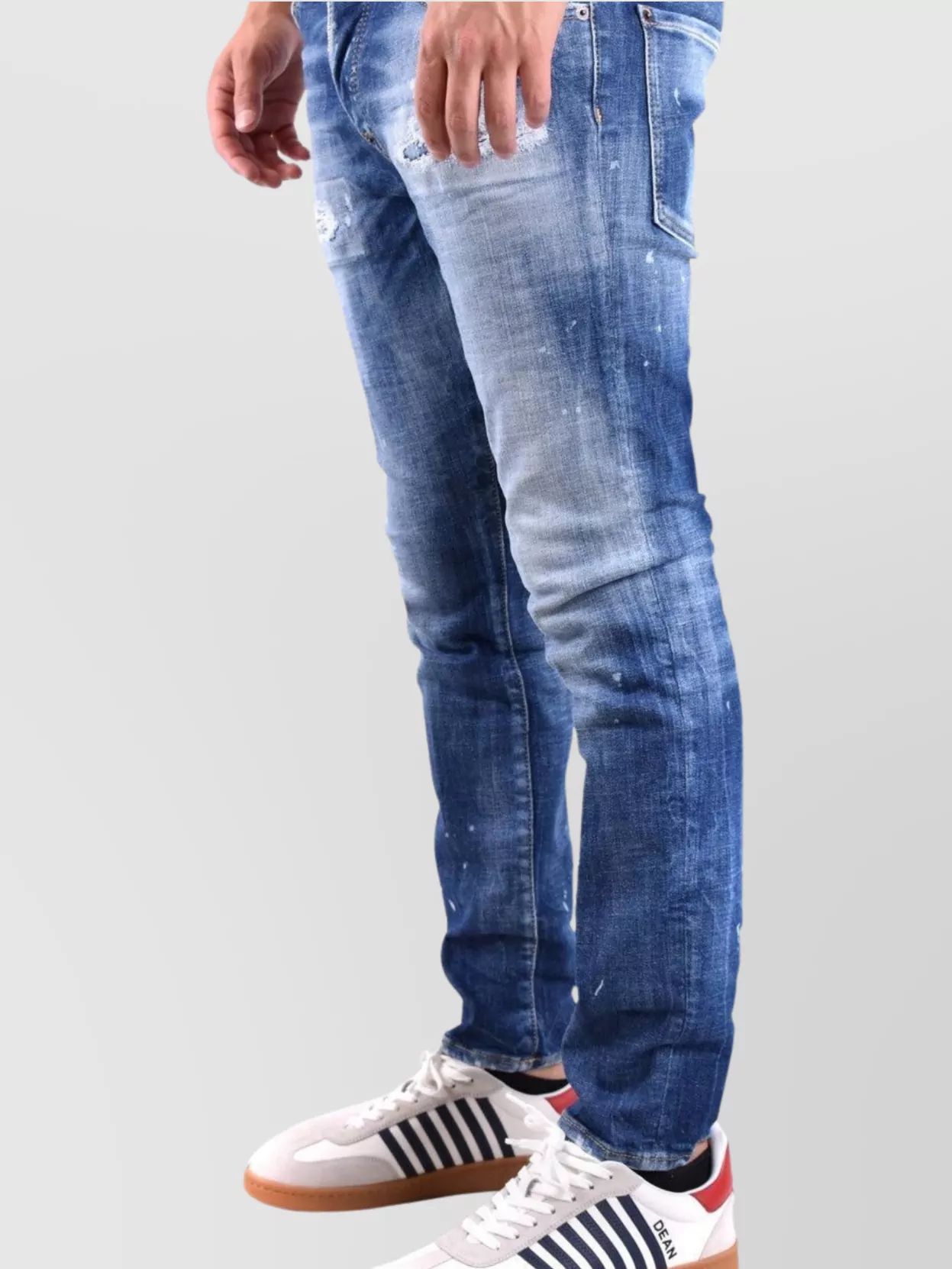Dsquared2 Denim Trousers Distressed Belt Loops In Blue