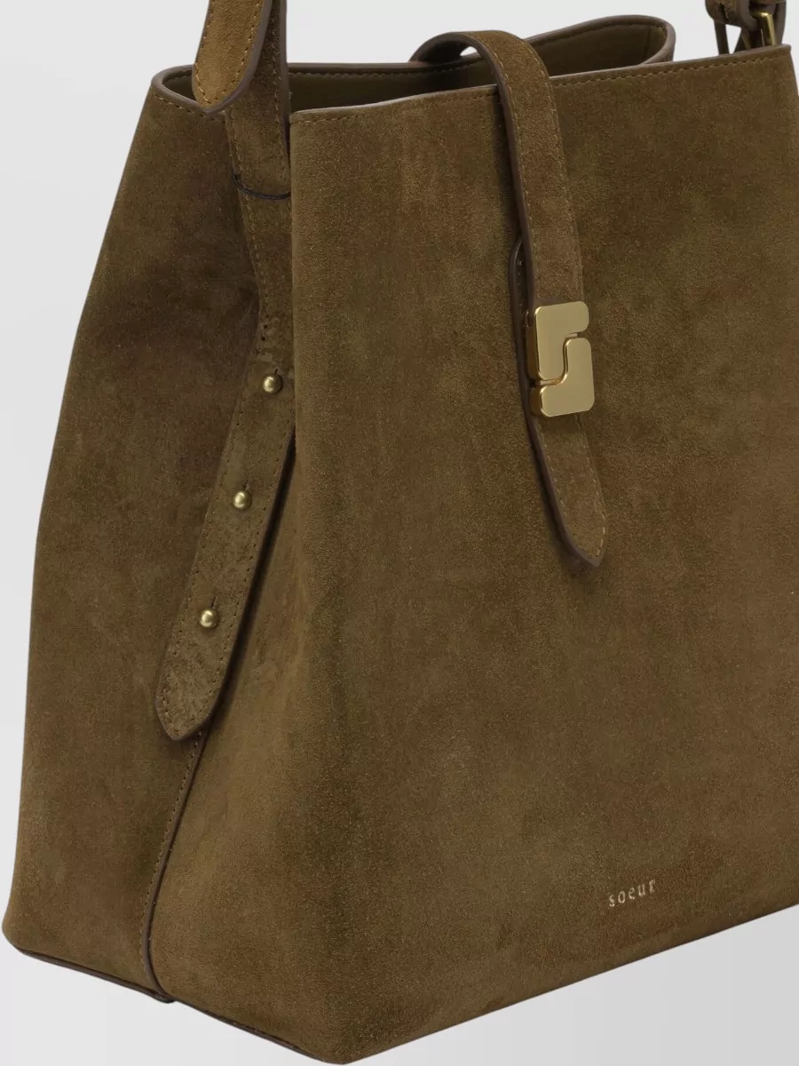 Soeur Suede Leather Shoulder Bag