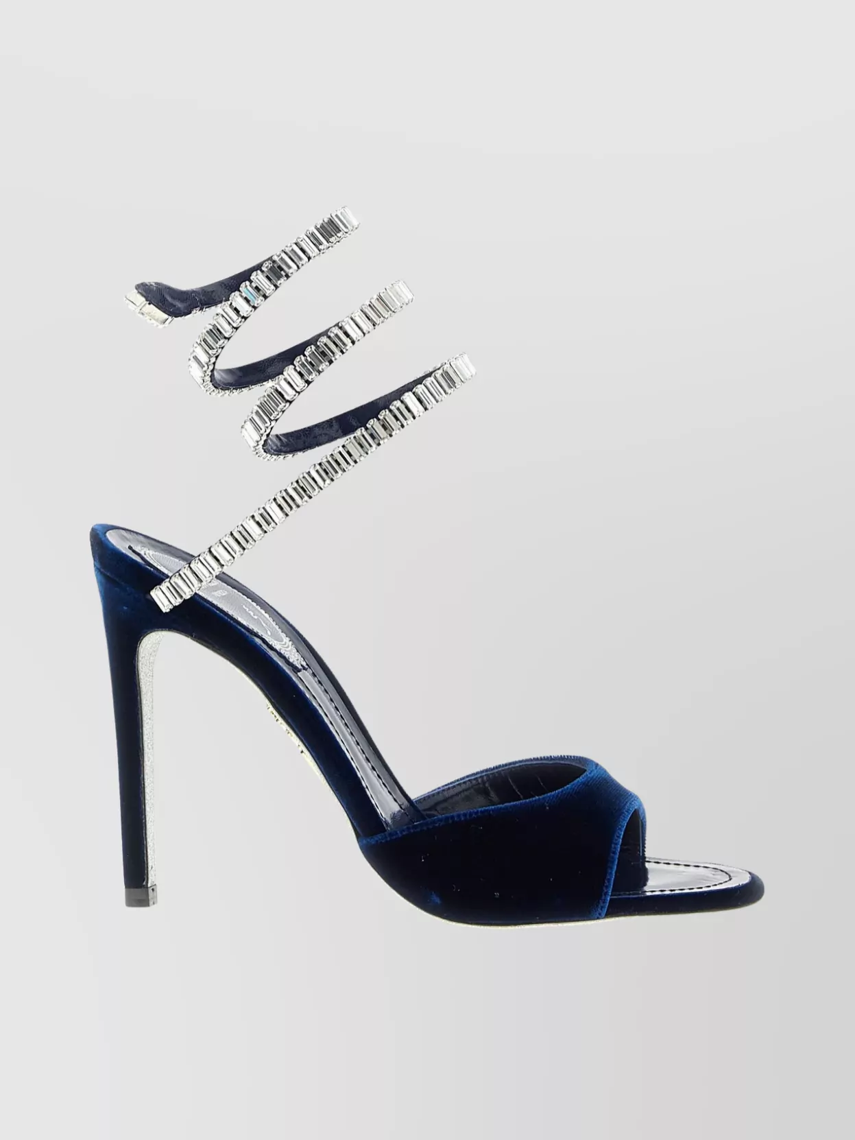 René Caovilla Spiral Velvet Sandals Embellished Straps In Black