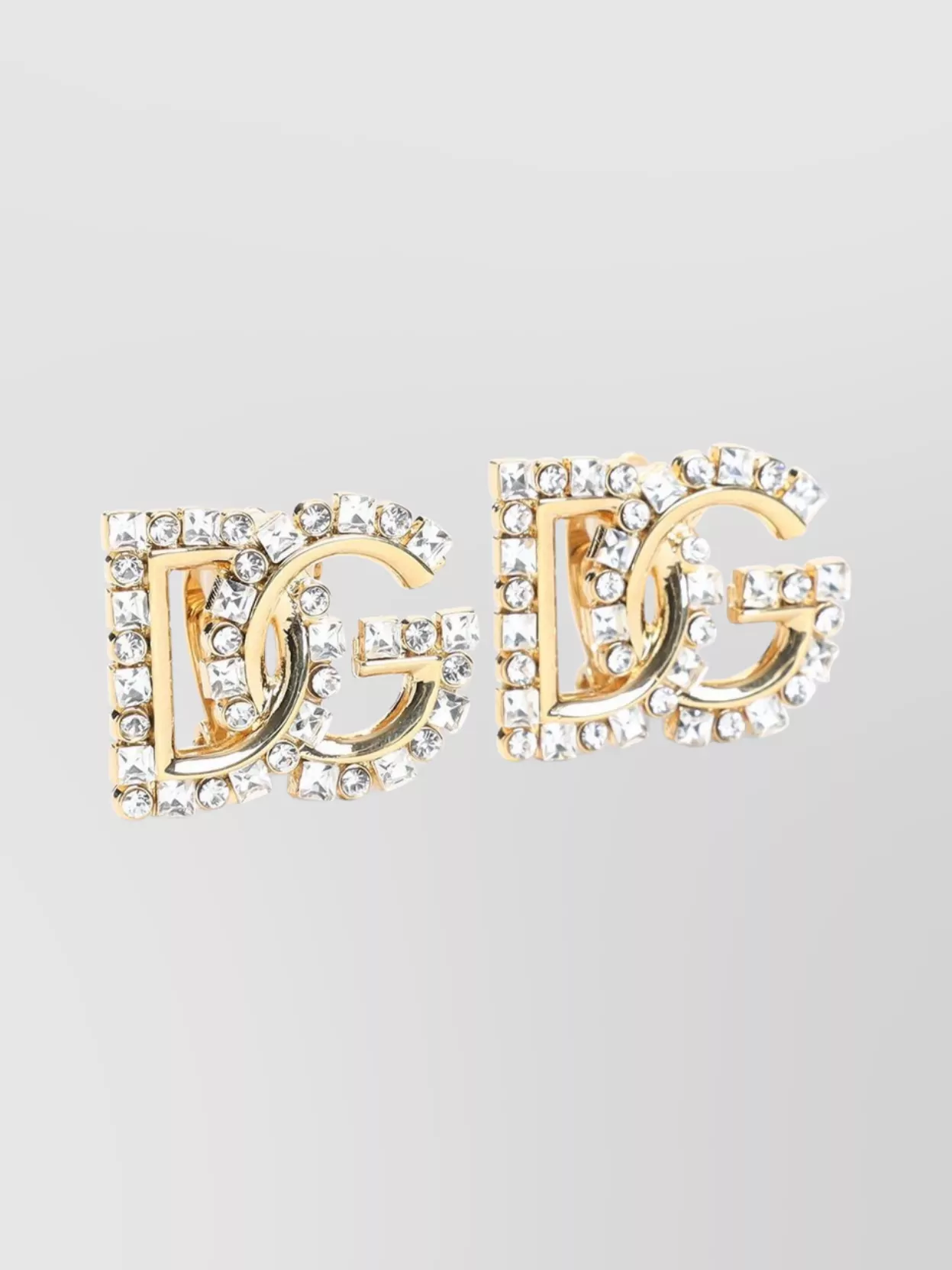 Dolce&Gabbana Logo Brass Clips Crystal Embellishments