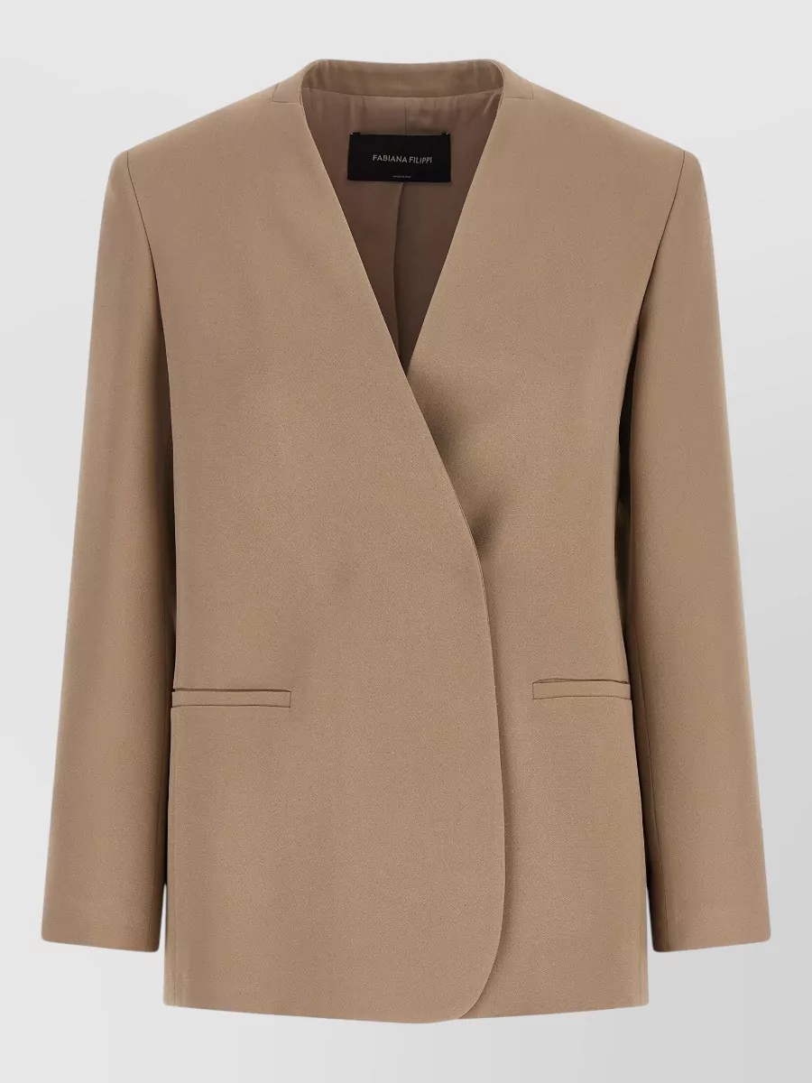 Fabiana Filippi twill v-neck long-sleeve blazer