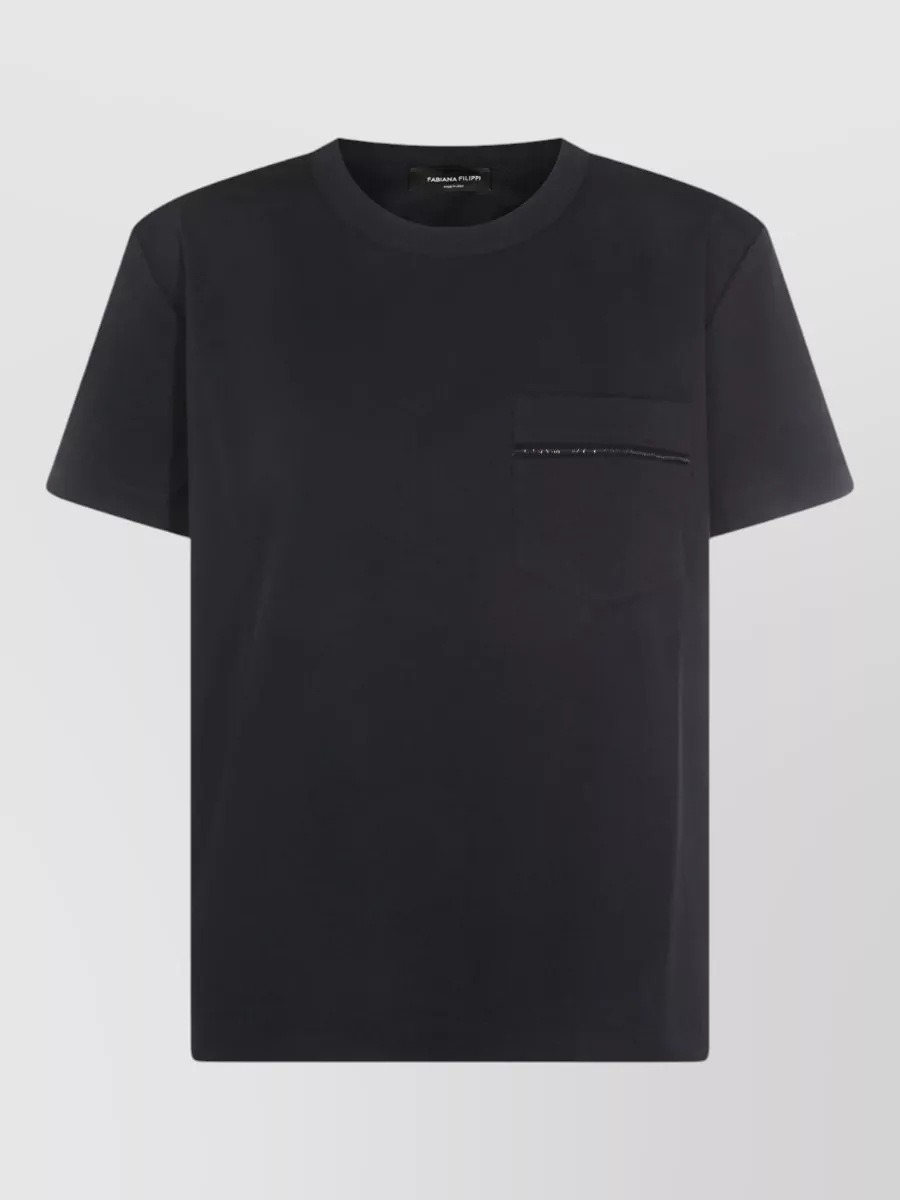 Fabiana Filippi Short sleeve top crew neck zip pocket