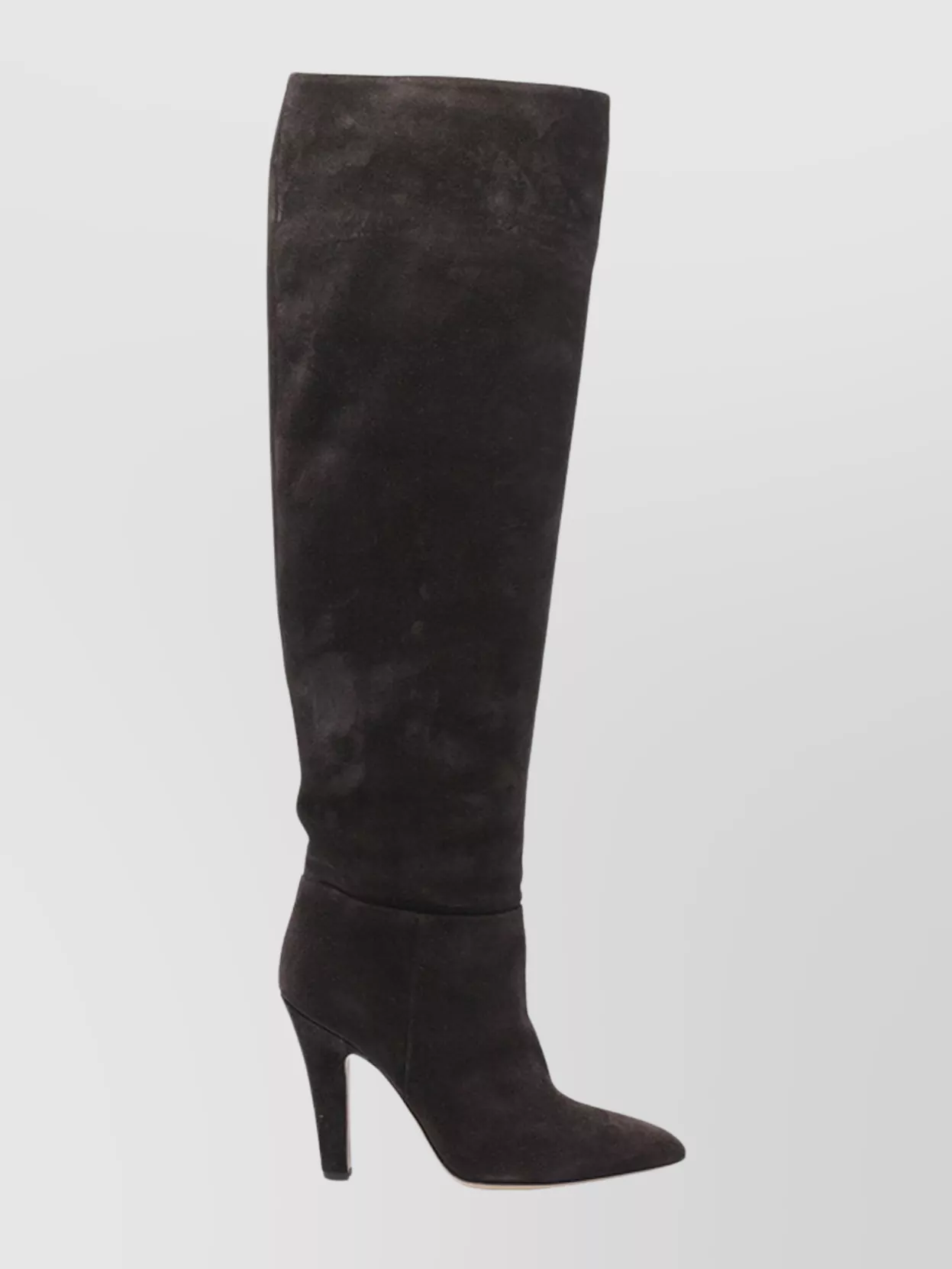 Paris Texas Suede Over The Knee Pointed Toe Boots In Brown