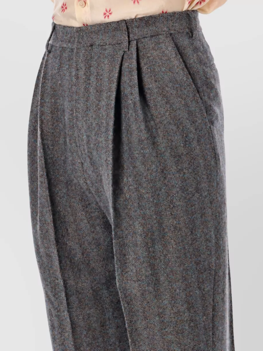 Dries Van Noten Wool Mélange High-Rise Pleated Wide-Leg Trousers