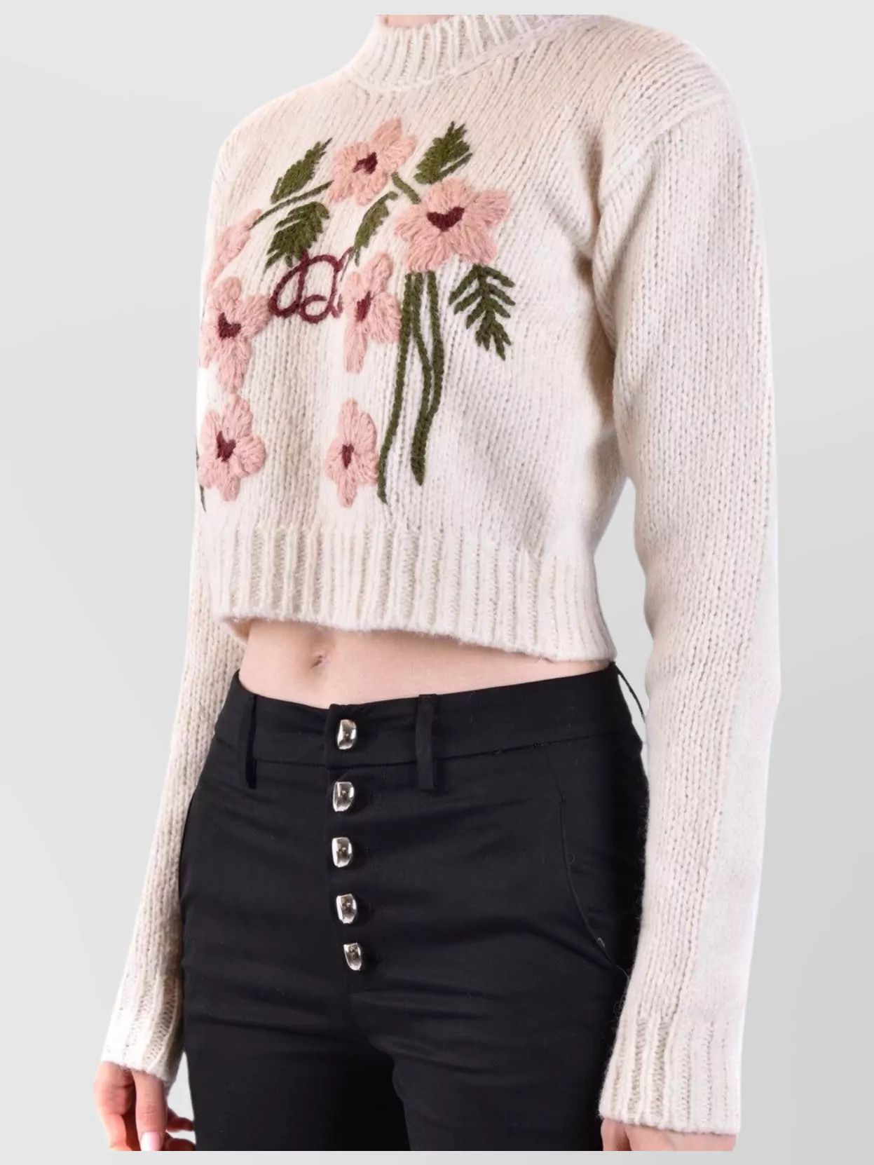 Dsquared2 Embroidered Floral Cropped Knitwear