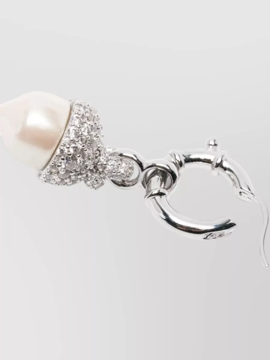 Vivienne Westwood Crystal Hoop Earrings Featuring Pearl Detail