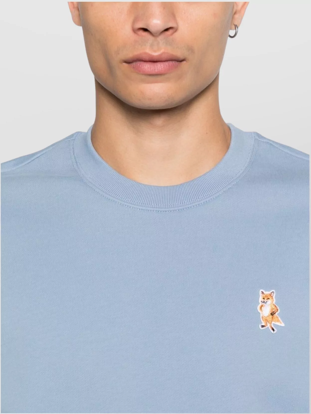 Maison Kitsuné Fox Standing Cotton Crew Neck Sweatshirt