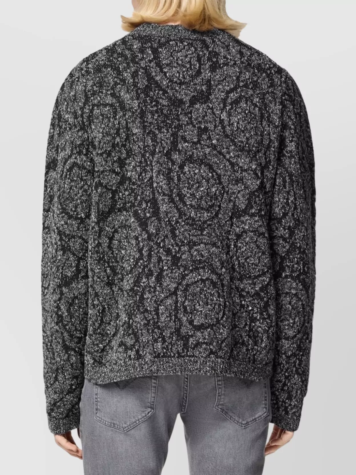 Versace Printed Crew Neck Jacquard Sweater