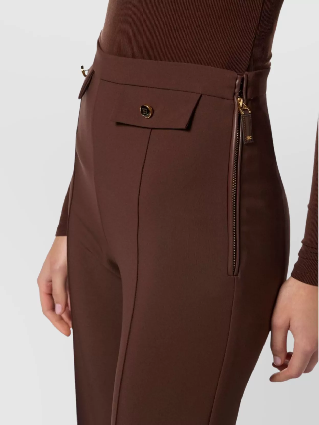 Elisabetta Franchi Flared Leg Trousers Gold-Tone Buttons