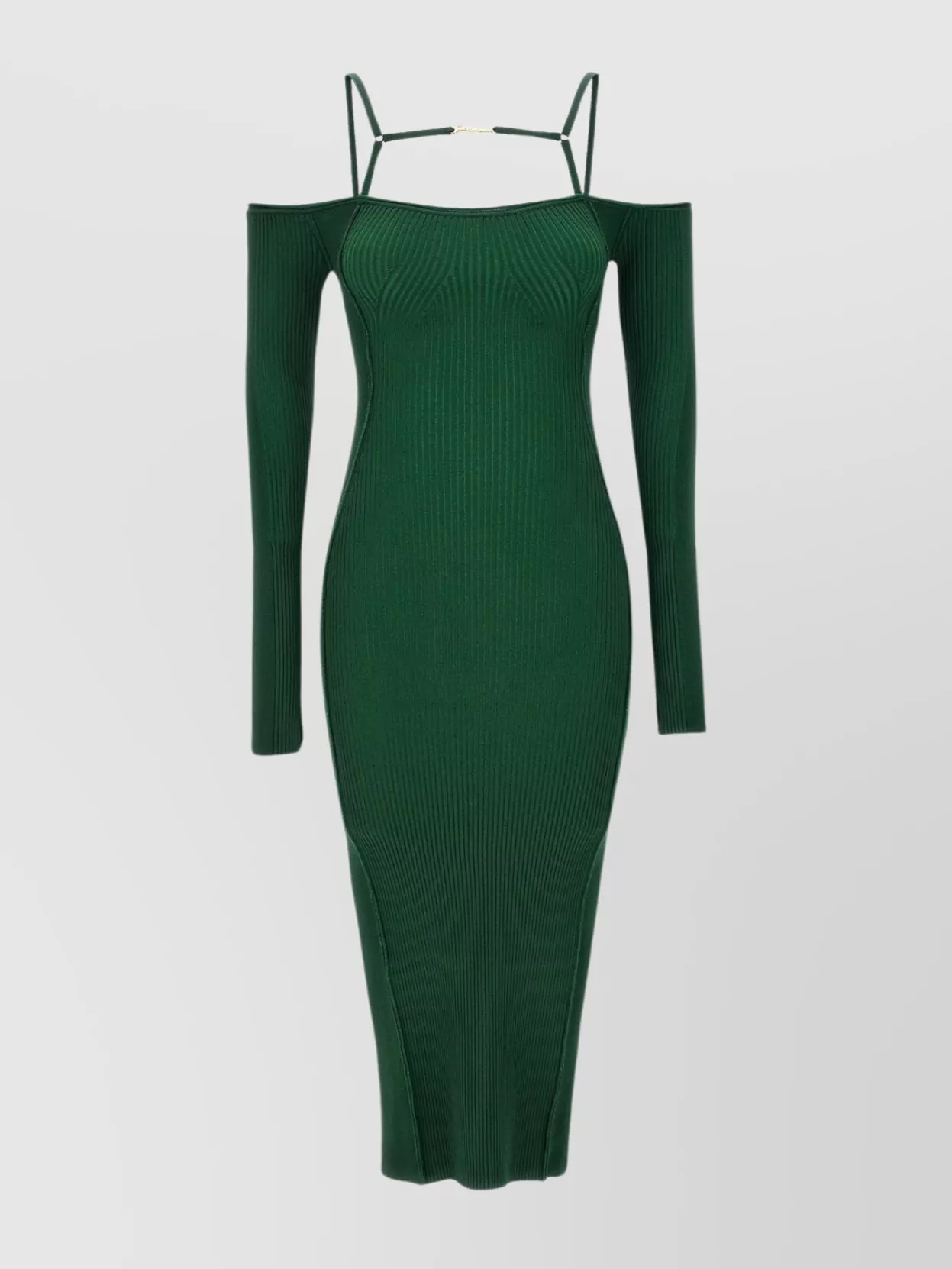 Shop Jacquemus 'sierra' Off-shoulder Bodycon Midi Dress