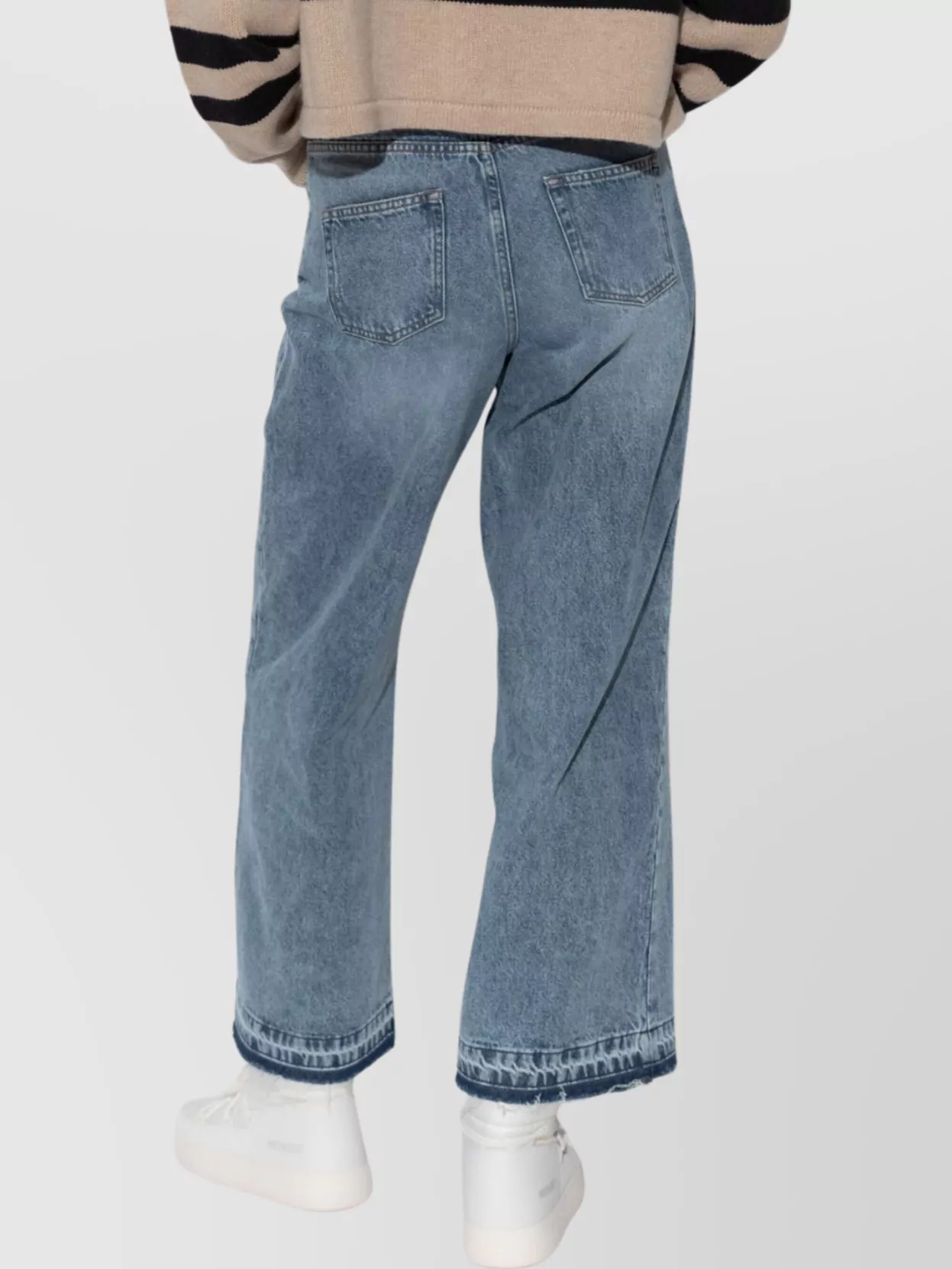 Shop Halfboy Wide-leg Denim Trousers Featuring Pleat Detailing