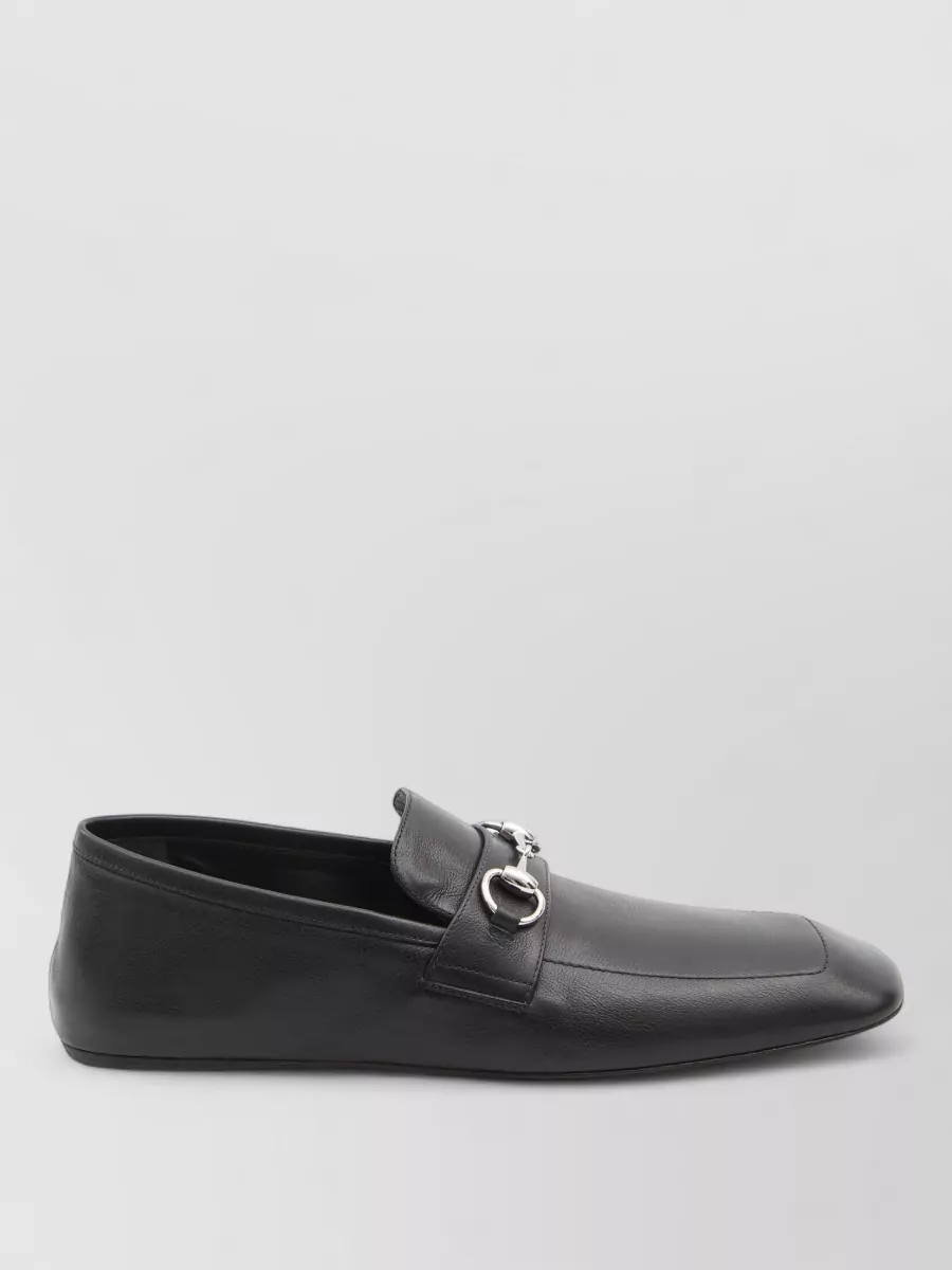 Gucci Leather Loafers Horsebit Detail Square Toe
