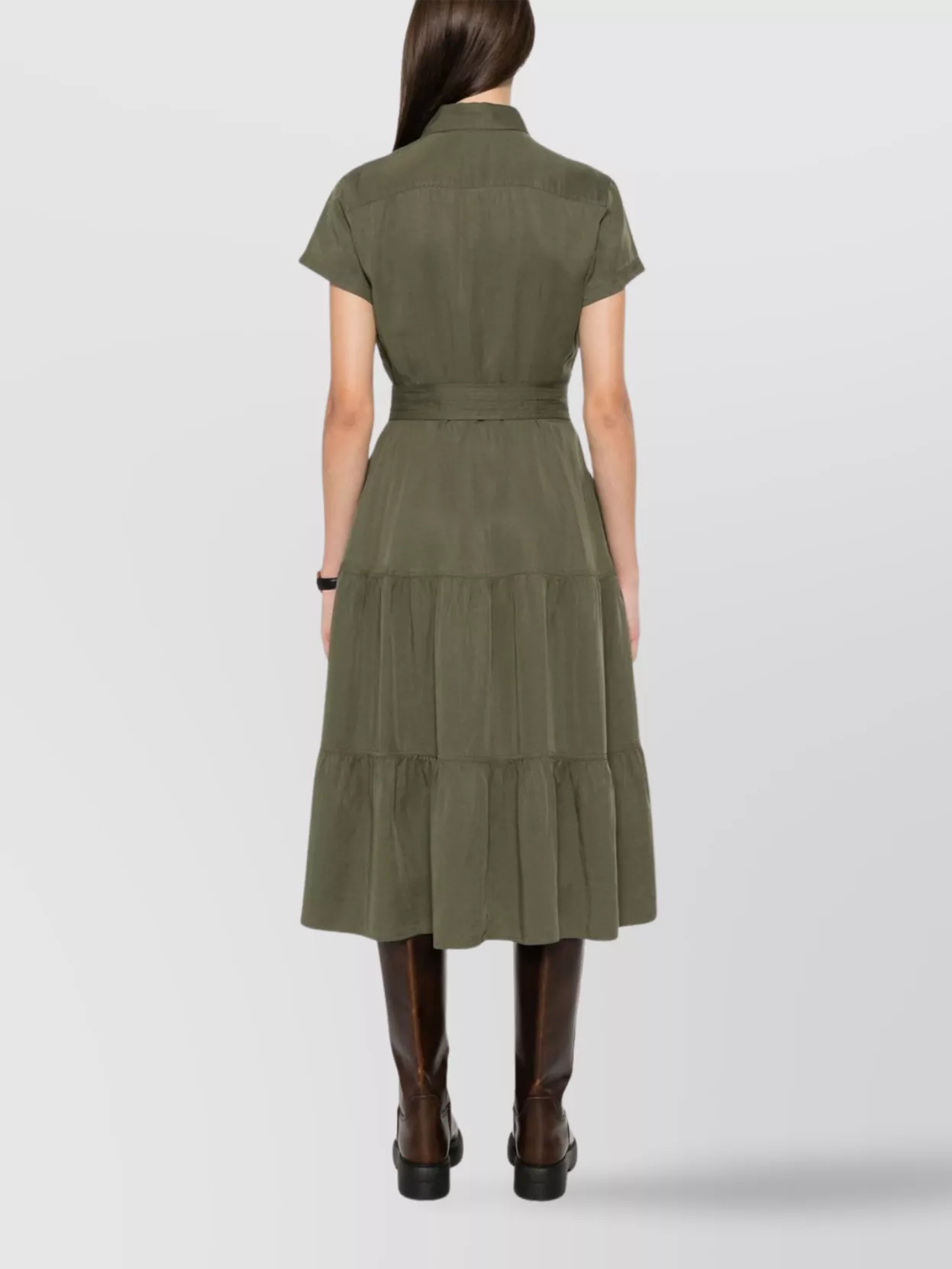 Polo Ralph Lauren Flounced Shirtdress With Belted Waist