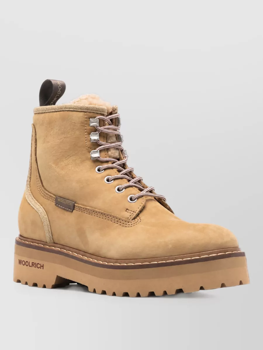 Woolrich suede lace-up platform boots