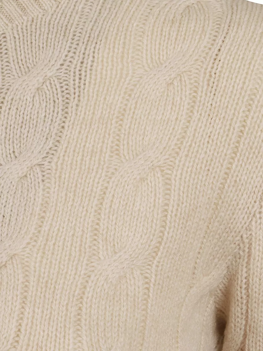 Ralph Lauren Cashmere Cable-Knit Crew-Neck Short-Sleeve Sweatshirt