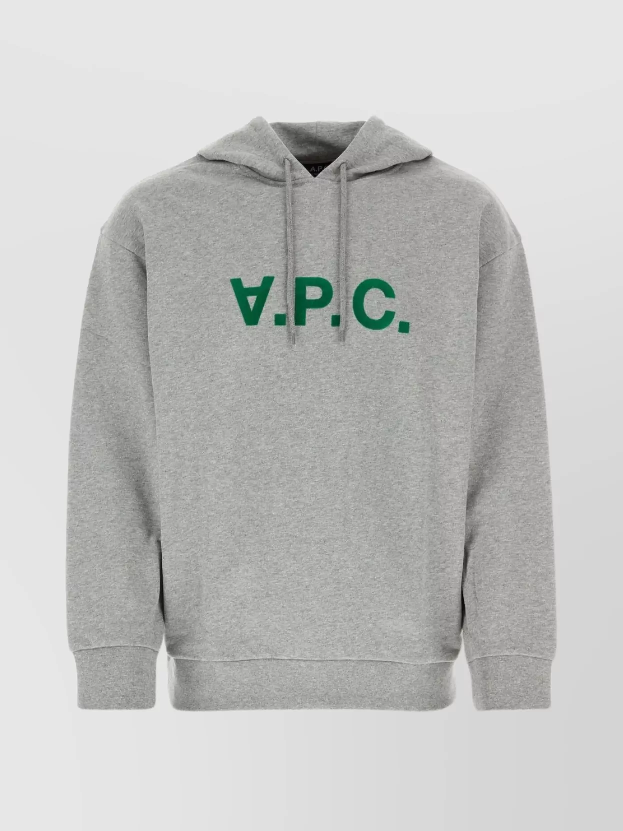Shop Apc Hooded Cotton Sweatshirt With Ribbed Cuffs In Grey