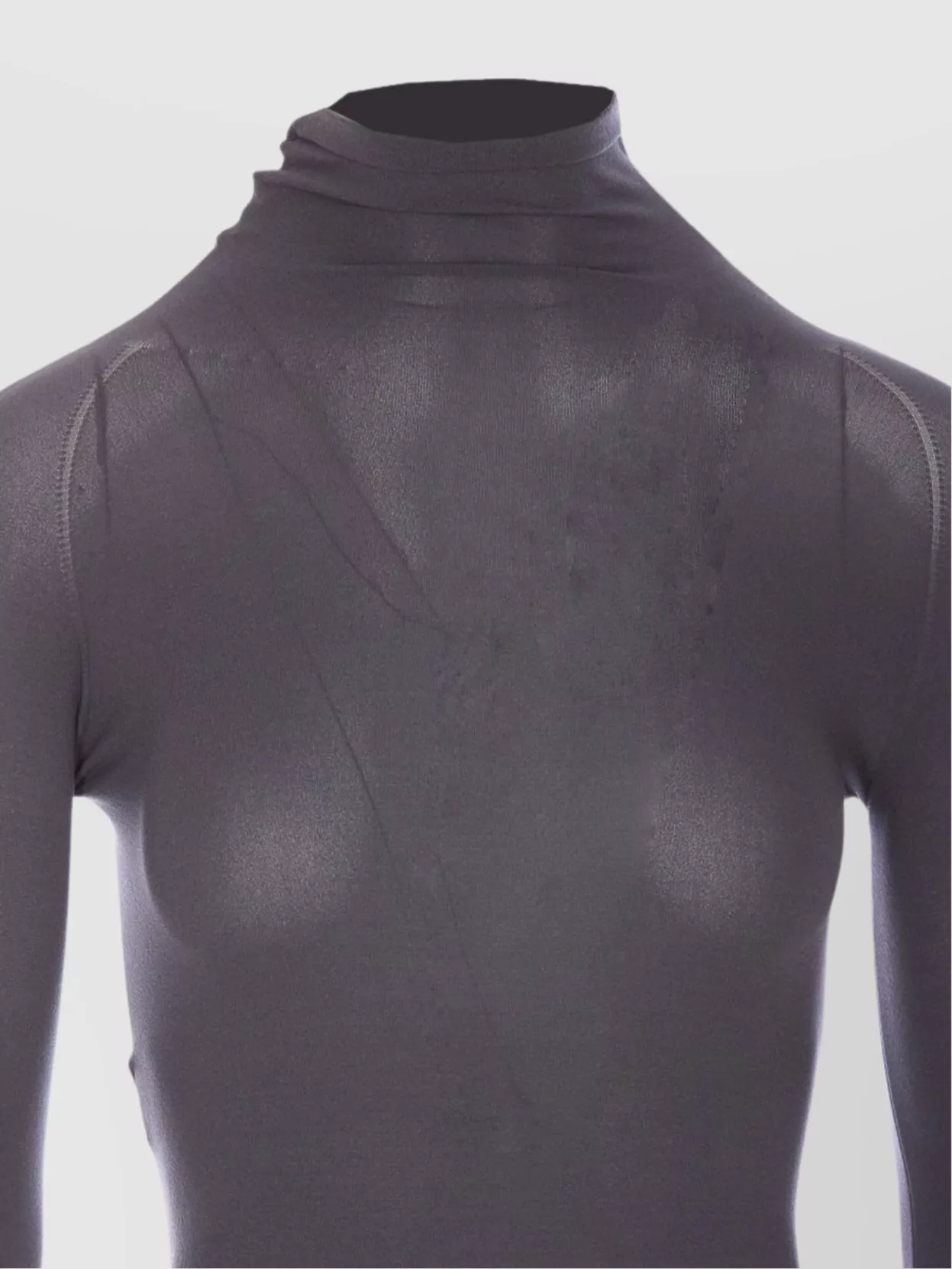 Alaïa Fitted High Neck Long Sleeve Top In Grey