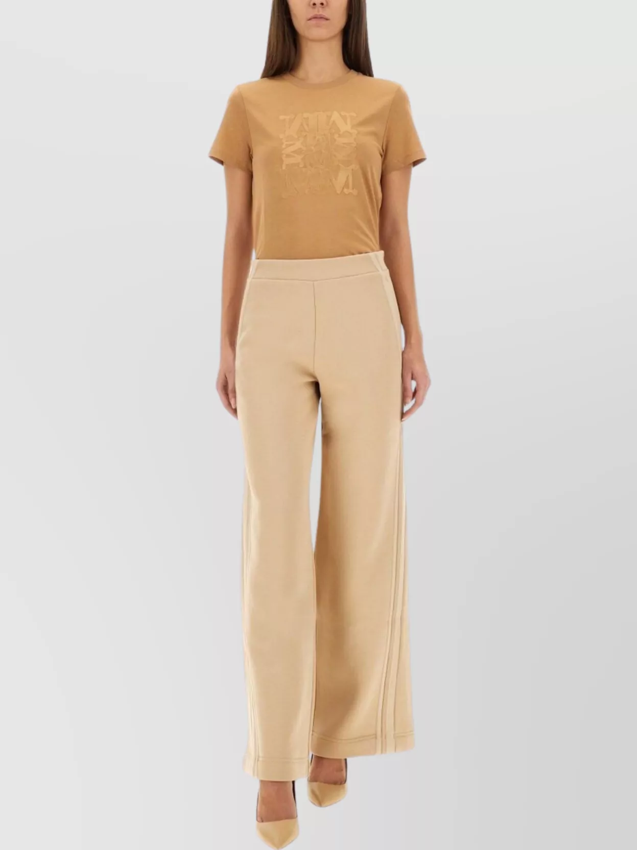 Max Mara High-waisted Wide-leg Trousers Belt Loops In Nude