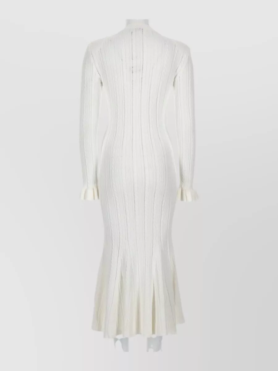 Self-Portrait Pointelle Knit Fitted Midi Dress