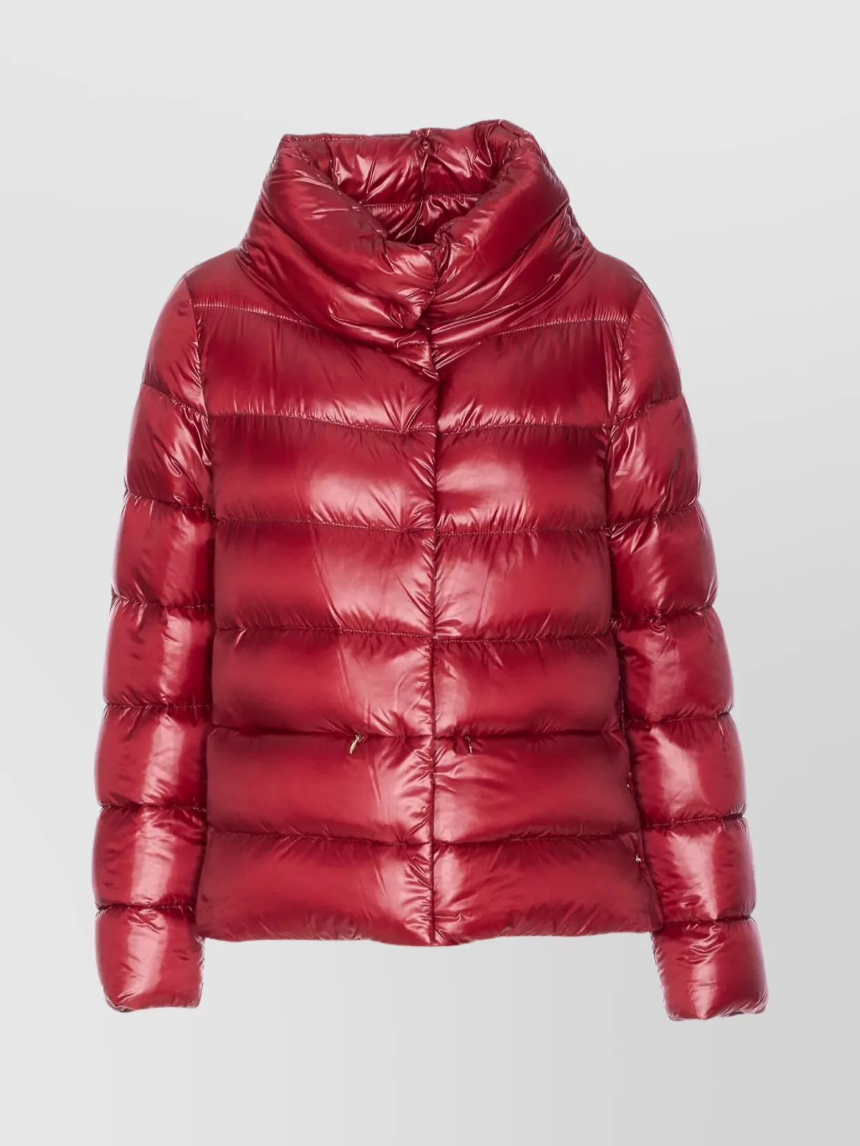Herno Quilted High Neck Jacket With Lateral Split In Red